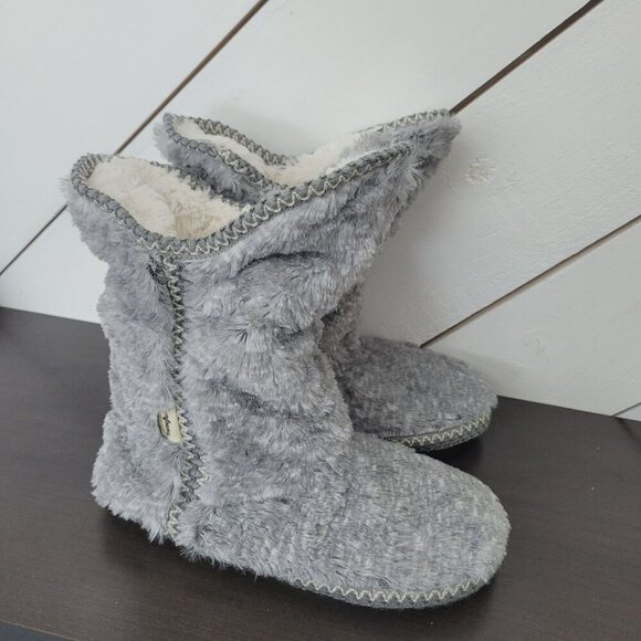 Dearfoams Women's Beth Foldover Boot Slipper, Grey Frost, Medium// 12CT - Picture 4 of 9